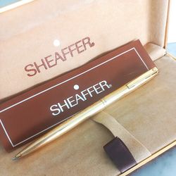sheaffer agio reminder clip ball pen in gold 12 k gold filled in gift box & guarantee original