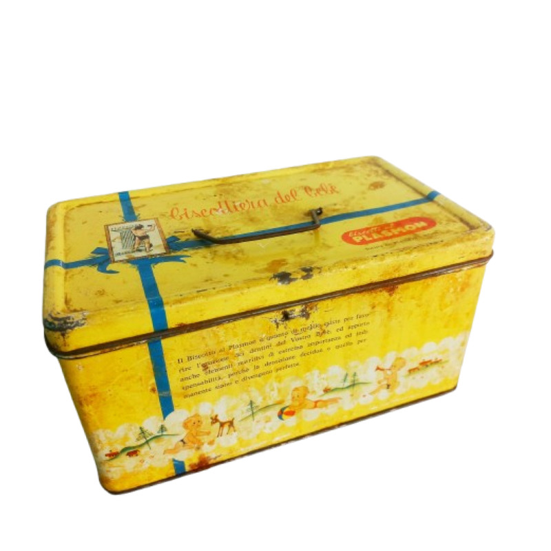 BISCOTTI PLASMON Baby Kids Italian Cookies Collectible TIN Box Original Made In Italy 1960s 0