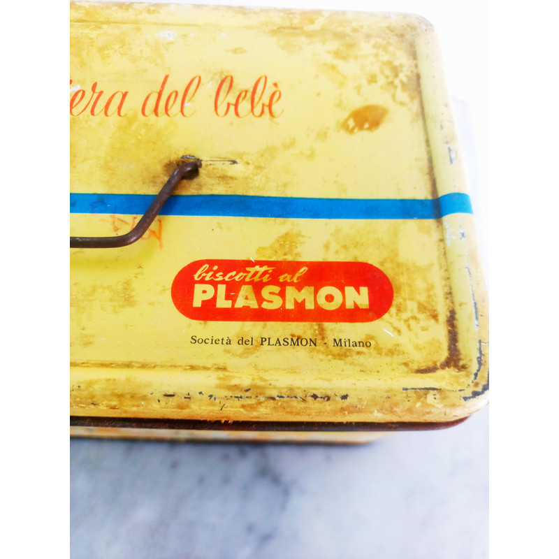BISCOTTI PLASMON Baby Kids Italian Cookies Collectible TIN Box Original Made In Italy 1960s 2