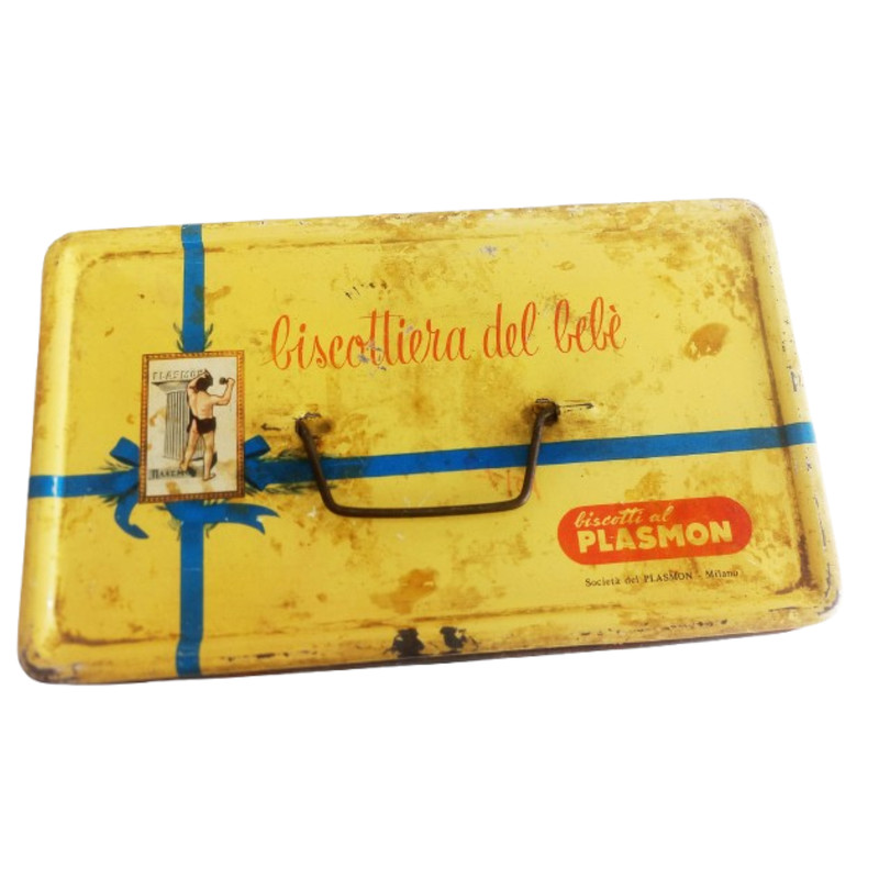 BISCOTTI PLASMON Baby Kids Italian Cookies Collectible TIN Box Original Made In Italy 1960s 9