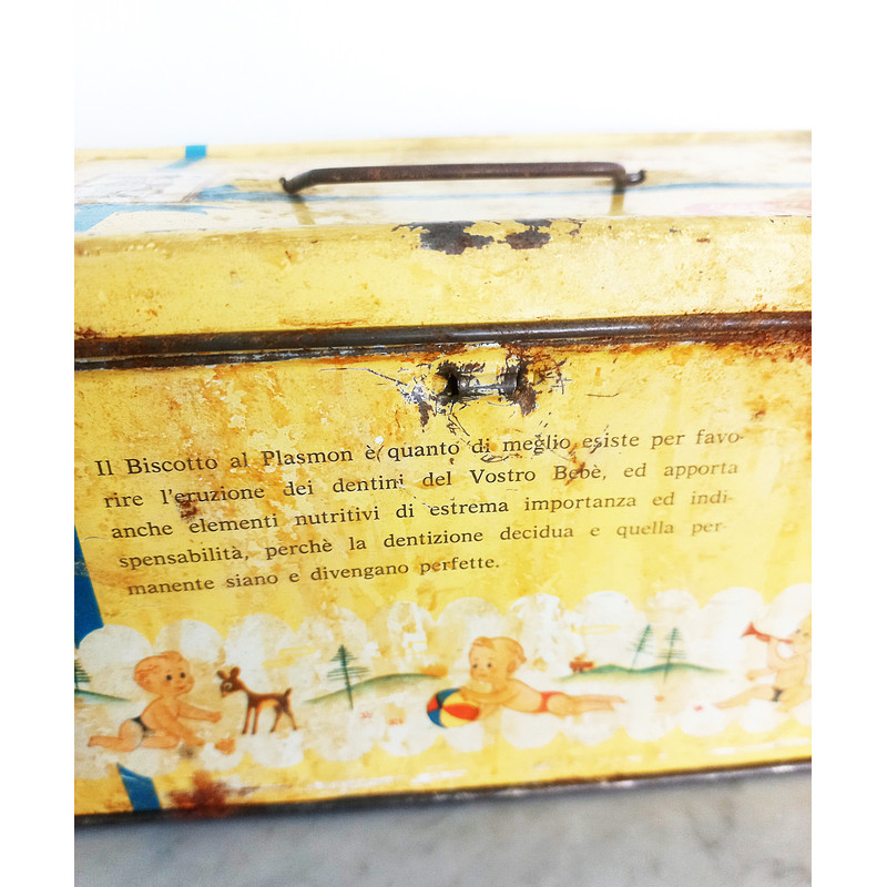 BISCOTTI PLASMON Baby Kids Italian Cookies Collectible TIN Box Original Made In Italy 1960s 8