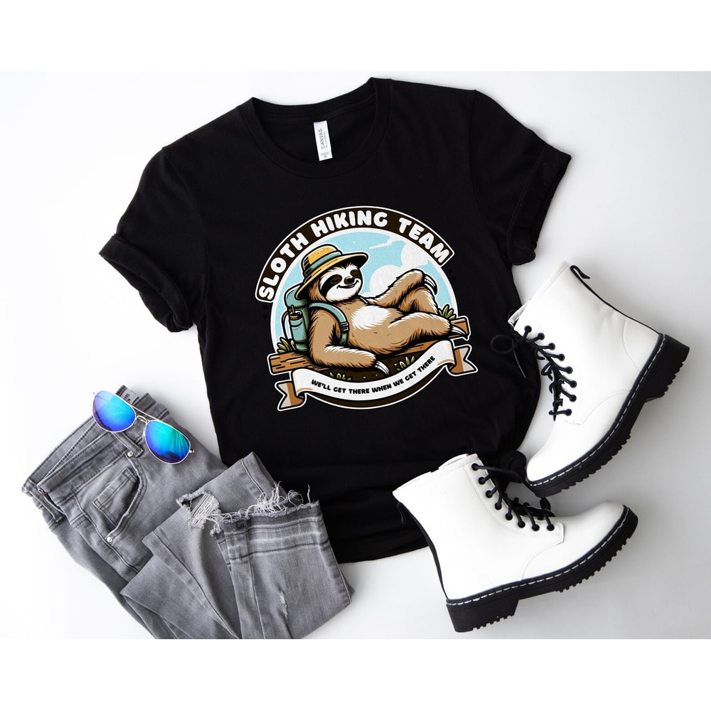 Sloth Hiking Funny Unisex T-Shirt Hiking Gift .jpg