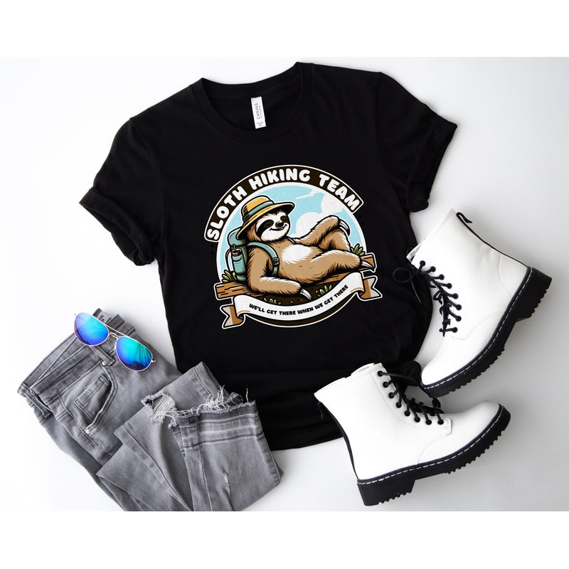 Sloth Hiking Funny Unisex T-Shirt Hiking Gift .jpg