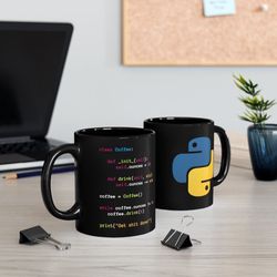 python programmer coder engineer black coffee mug - perfect gift for python developers