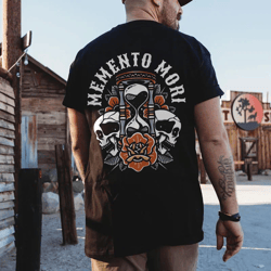 memento mori tshirt, short sleeve memento mori shirt cotton black size s-5xl