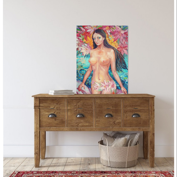 Painting of a naked woman in a loft interior.png