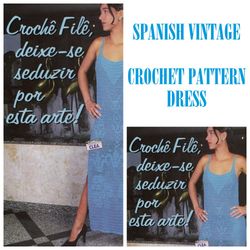 Digital | Vintage Crochet Pattern Dress File | Summer Dress, Evening Dress, Beach Dress | Spanish PDF Template