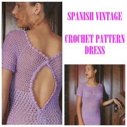 Digital | Vintage Crochet Pattern Dress Lilas | Summer Dress, Evening Dress, Beach Dress | Spanish PDF Template