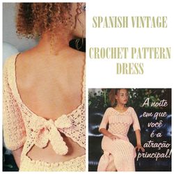 Digital | Vintage Crochet Pattern Dress Tropical | Summer Dress, Evening Dress, Beach Dress | Spanish PDF Template