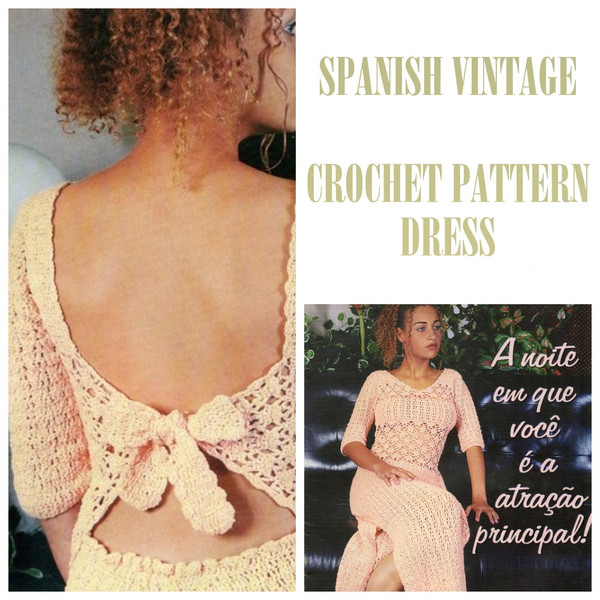 Digital  Vintage Crochet Pattern Dress Tropical  Summer Dress, Evening Dress, Beach Dress  Spanish PDF Template.jpg