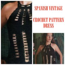 Digital | Vintage Crochet Pattern Dress Unica | Summer Dress, Evening Dress, Beach Dress | Spanish PDF Template