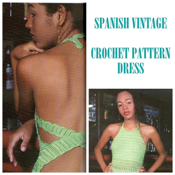Digital  Vintage Crochet Pattern Dress Verde Claro  Summer Dress, Evening Dress, Beach Dress  Spanish PDF Template.jpg
