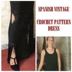 Digital | Vintage Crochet Pattern Dress Com Franjas | Summer Dress, Evening Dress, Beach Dress | Spanish PDF Template