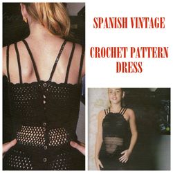 Digital | Vintage Crochet Pattern Dress Alcinhas | Summer Dress, Evening Dress, Beach Dress | Spanish PDF Template