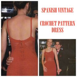 Digital | Vintage Crochet Pattern Dress Vestido Vermel | Summer Dress, Evening Dress, Beach Dress | Spanish PDF Template