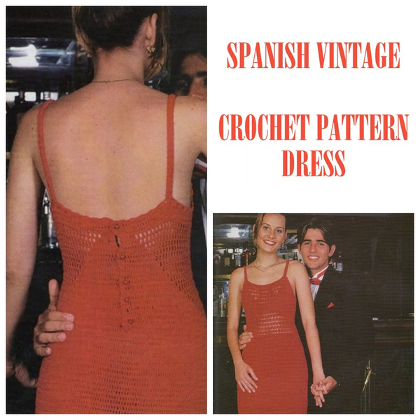 Digital  Vintage Crochet Pattern Dress Vestido Vermel  Summer Dress, Evening Dress, Beach Dress  Spanish PDF Template.jpg