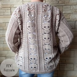 crochet pattern cardigan with skulls