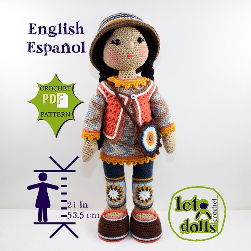 Crochet Doll Pattern Amigurumi Doll Pattern Large Doll 2153cm Cara 0