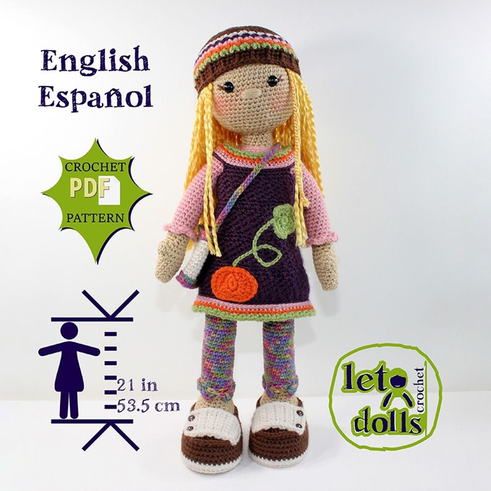 Crochet Doll Pattern Amigurumi Doll Pattern Large Doll 2153cm Gabi 0