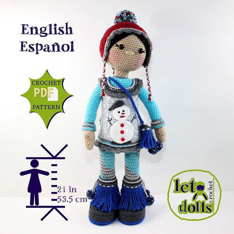 Crochet Doll Pattern Amigurumi Doll Pattern Large Doll 2153cm Hanna 0