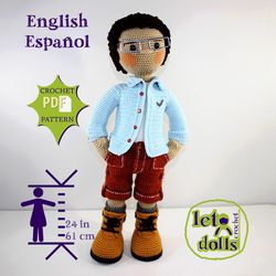 crochet doll pattern, amigurumi doll pattern, xlarge doll, 24"/61cm, quique