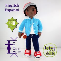 crochet doll pattern, amigurumi doll pattern, xlarge doll, 24"/61cm, shawn