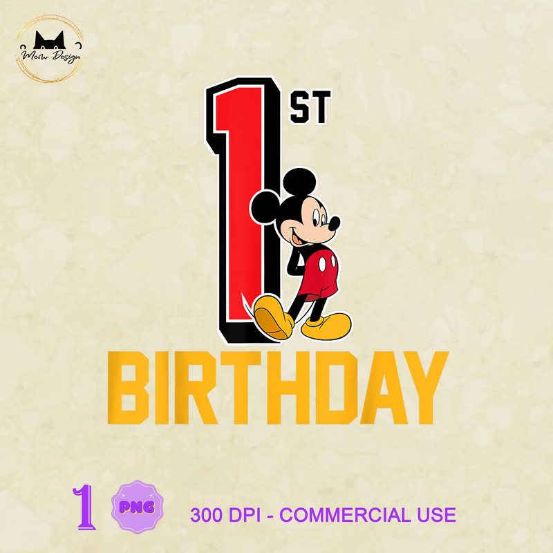 MK23032356 Disney Mickey Mouse My 1st Birthday, Mickey PNG, Disney Mickey PNG, Disney PNG.jpg