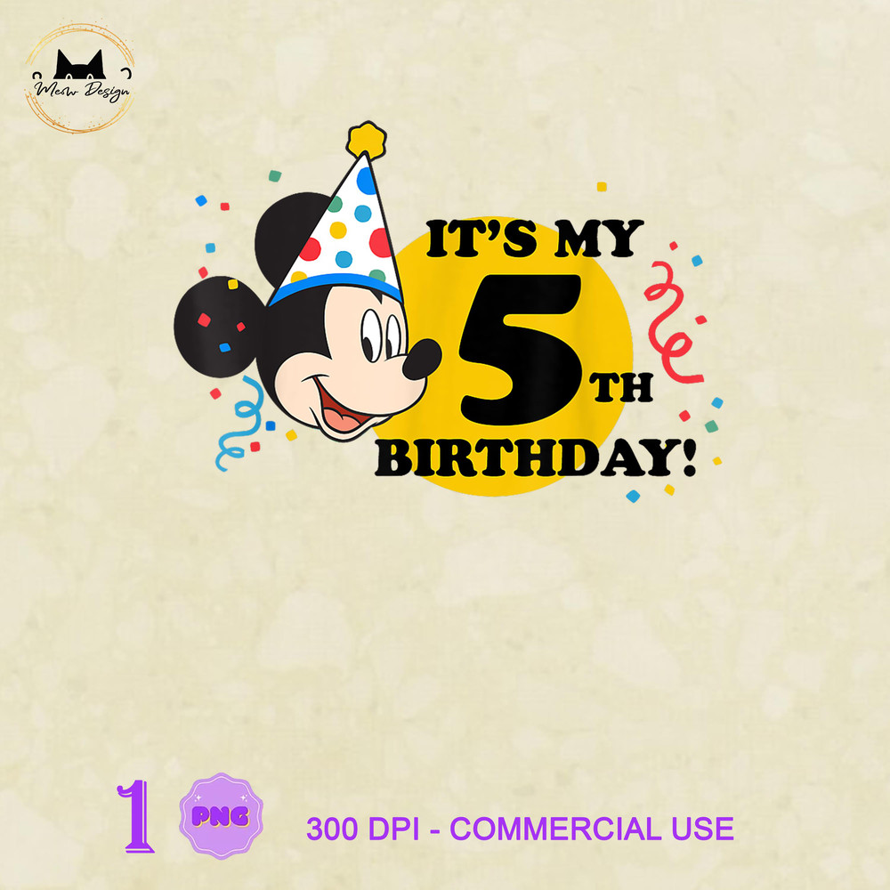 MK23032311 Disney Mickey Mouse 5th Birthday , Mickey PNG, Disney Mickey PNG, Disney PNG.jpg