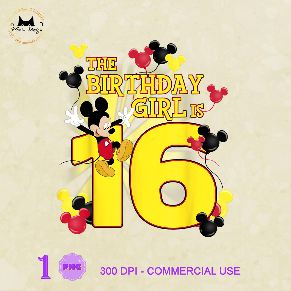 MK230323146 Disney Mickey And Friends Mickey 16th Birthday Girl, Mickey PNG, Disney Mickey PNG, Disney PNG.jpg