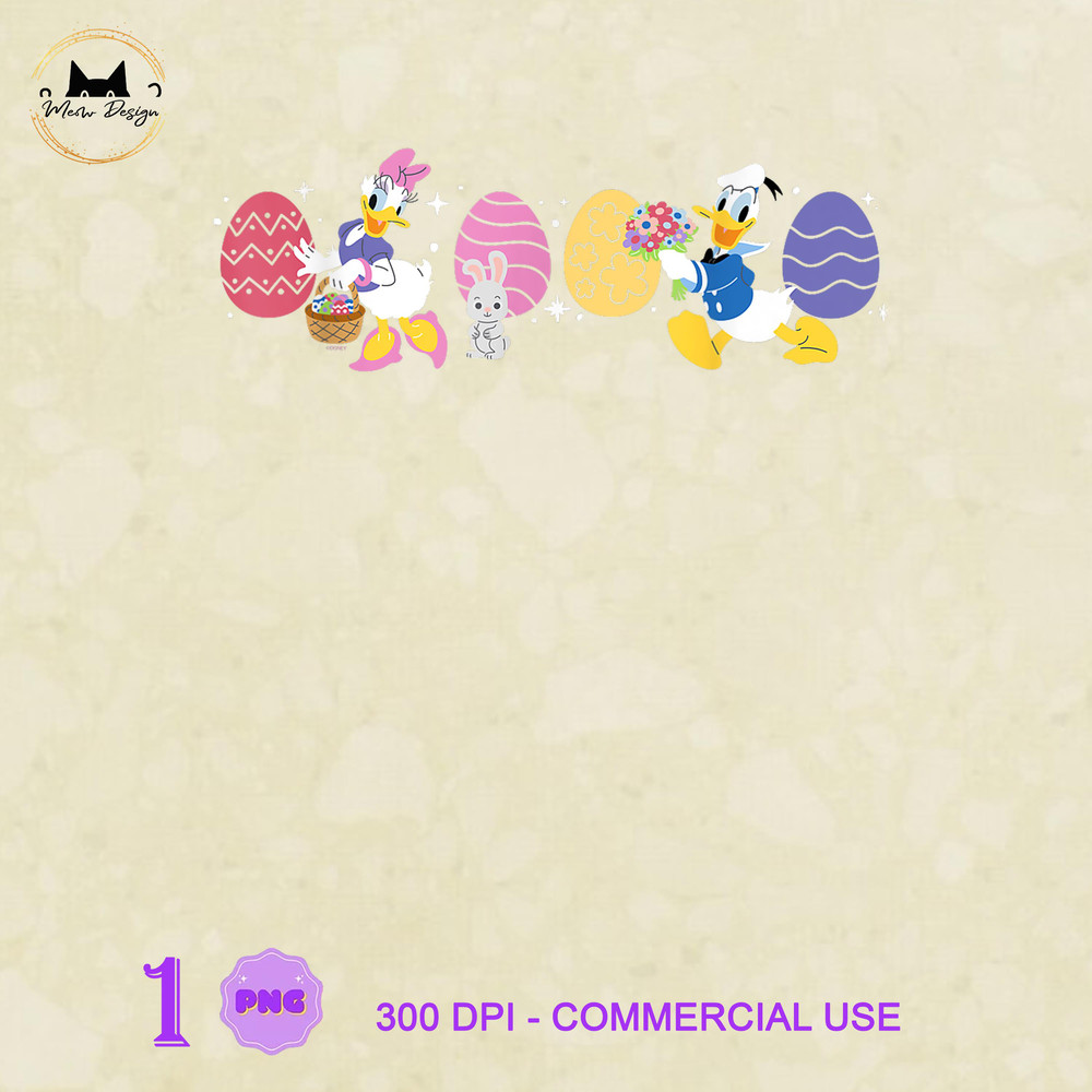 MK230323109 Disney Donald Duck & Daisy Duck Spring Easter Eggs and Bunny, Mickey PNG, Disney Mickey PNG, Disney PNG.jpg