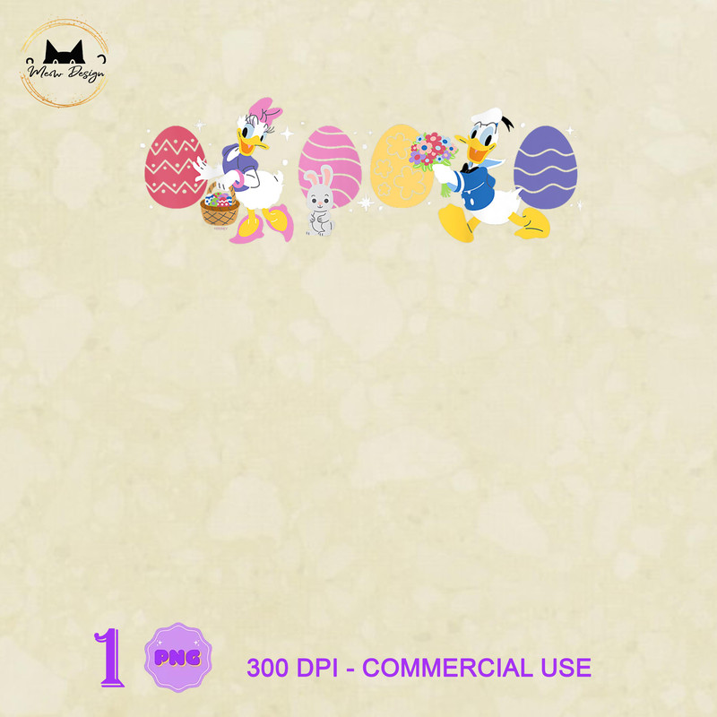 MK230323109 Disney Donald Duck & Daisy Duck Spring Easter Eggs and Bunny, Mickey PNG, Disney Mickey PNG, Disney PNG.jpg