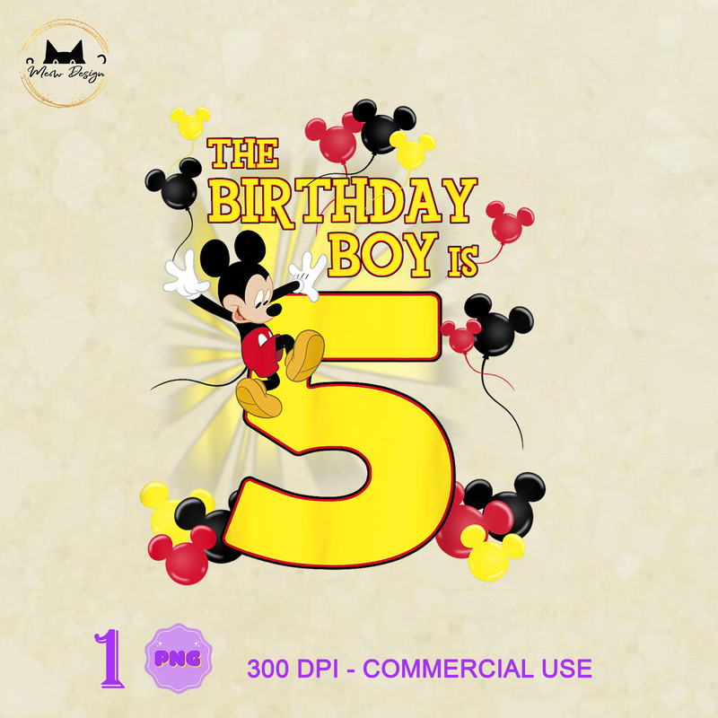 MK230323151 Disney Mickey And Friends Mickey 5th Birthday Boy, Mickey PNG, Disney Mickey PNG, Disney PNG.jpg