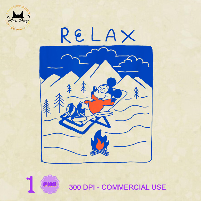 MK230323150 Mickey Mouse Relax Camping Scene, Mickey PNG, Disney Mickey PNG, Disney PNG.jpg