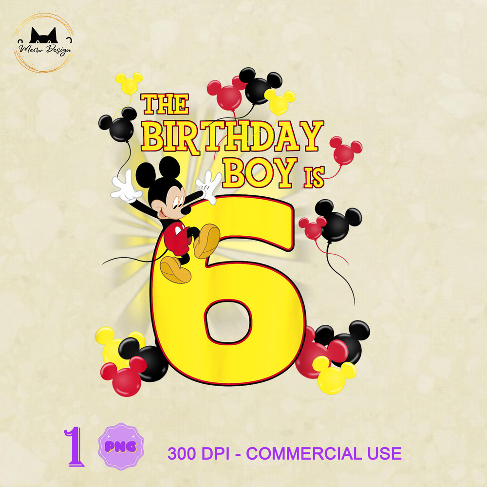 MK230323152 Disney Mickey And Friends Mickey 6th Birthday Boy, Mickey PNG, Disney Mickey PNG, Disney PNG.jpg