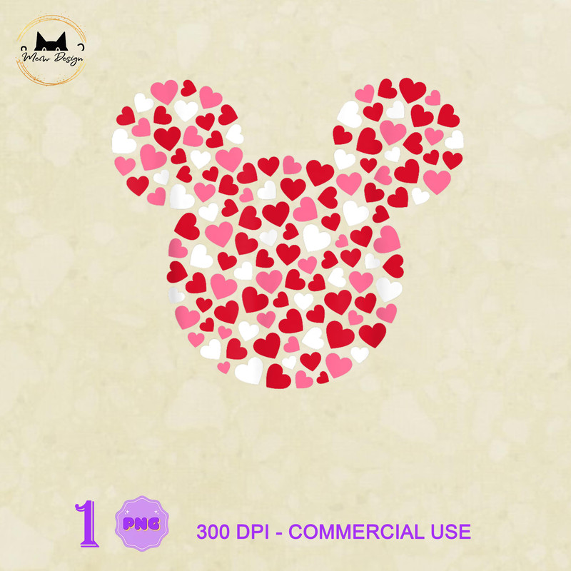 MK23032347 Disney Mickey Mouse Icon Pink Hearts alentine's Day, Mickey PNG, Disney Mickey PNG, Disney PNG.jpg