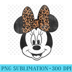 disney minnie mouse distressed vintage leopard bow portrait - png instant download