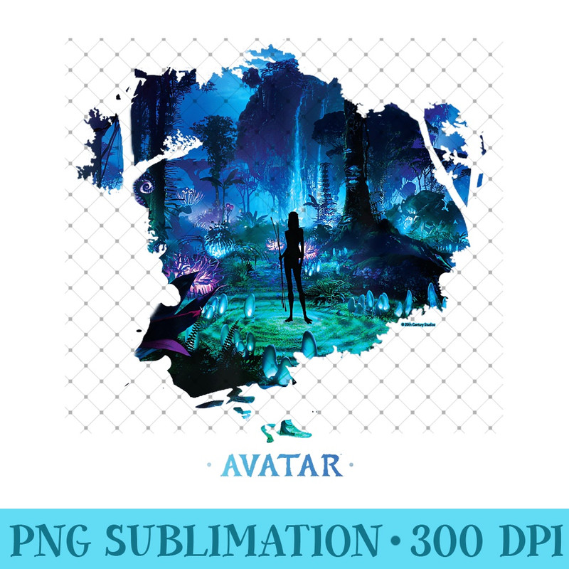 Avatar Nau2019vi in Pandora Jungle at Night with Logo - PNG Instant Download - High Quality
