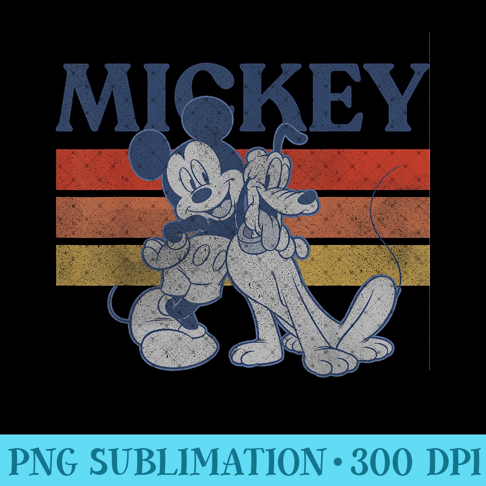 Disney Mickey And Friends Mickey And Pluto Retro Line - PNG Instant Download - Trending