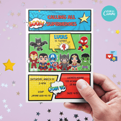 avengers baby digital invite, superhero birthday invitation, editable invitation card