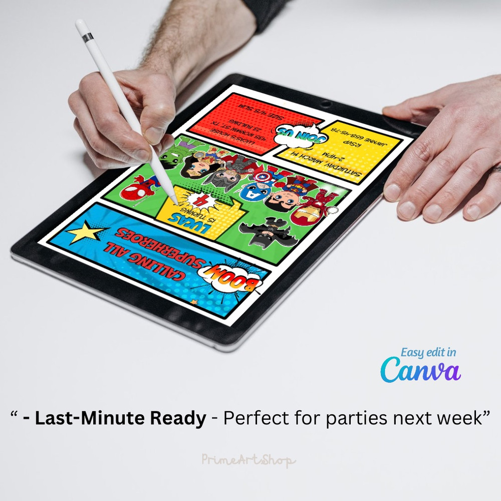 Avengers Baby Digital Invite Superhero Birthday Invitation Editable Invitation Card Comic Book Kids Birthday Template 3