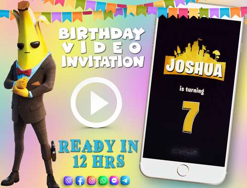 Gamers birthday video invitation for boy or girl, 4Nite animated kid's birthday party invite