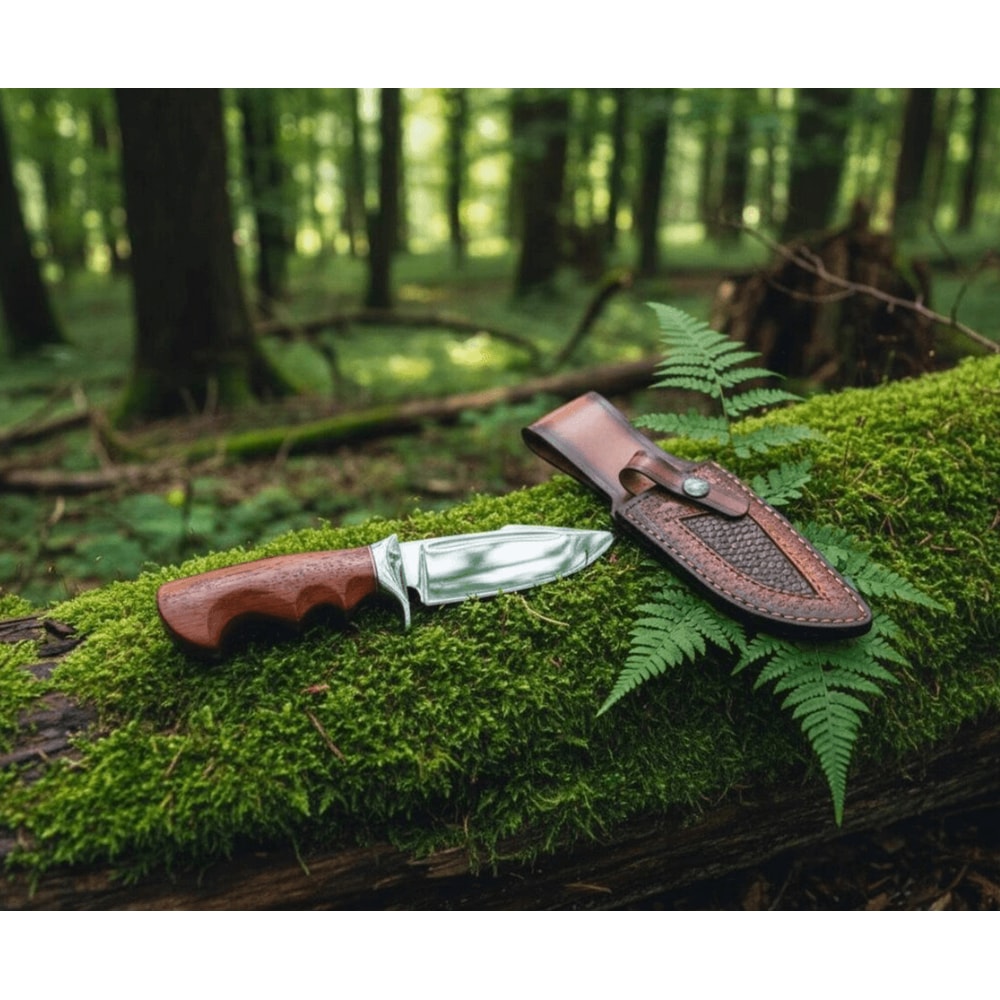 9 Handmade D2 Steel Bowie Knife With Padauk Wood Handle Razor Sharp Hunting Knife With Leather Shea 0