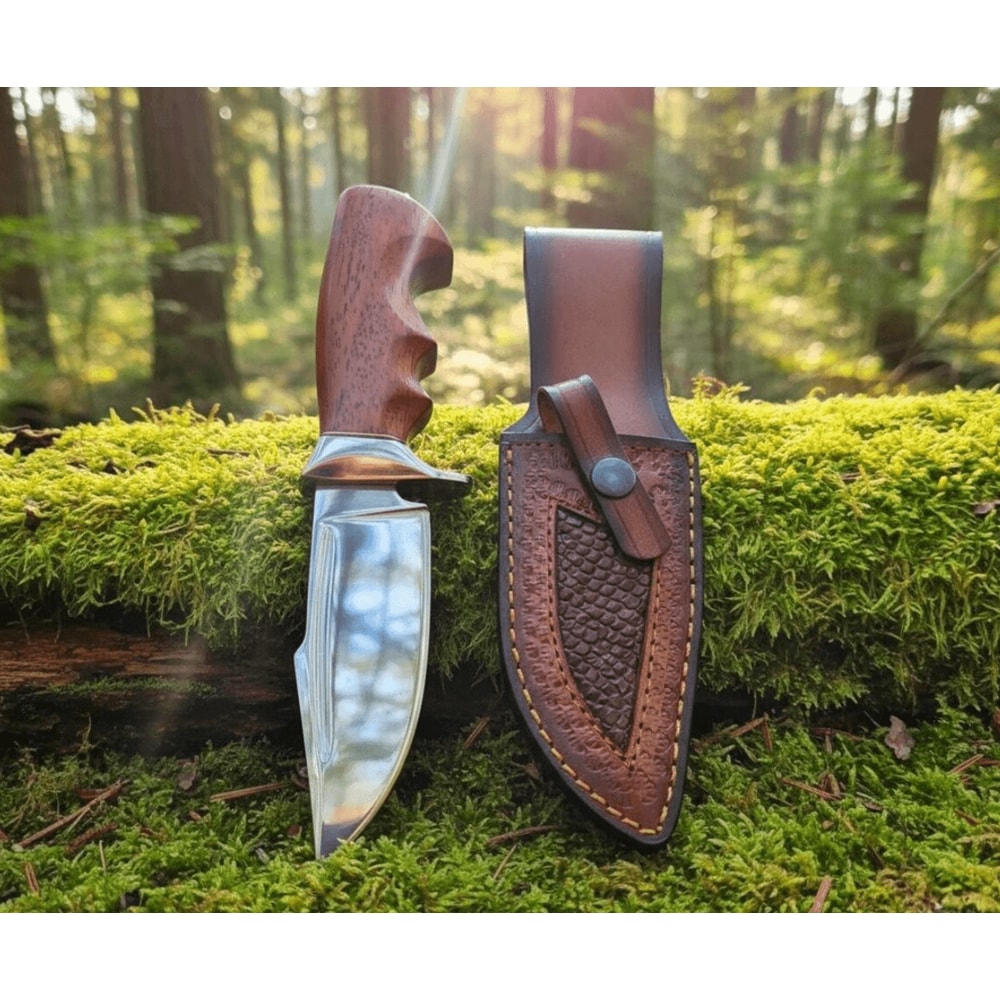 9 Handmade D2 Steel Bowie Knife With Padauk Wood Handle Razor Sharp Hunting Knife With Leather Shea 3