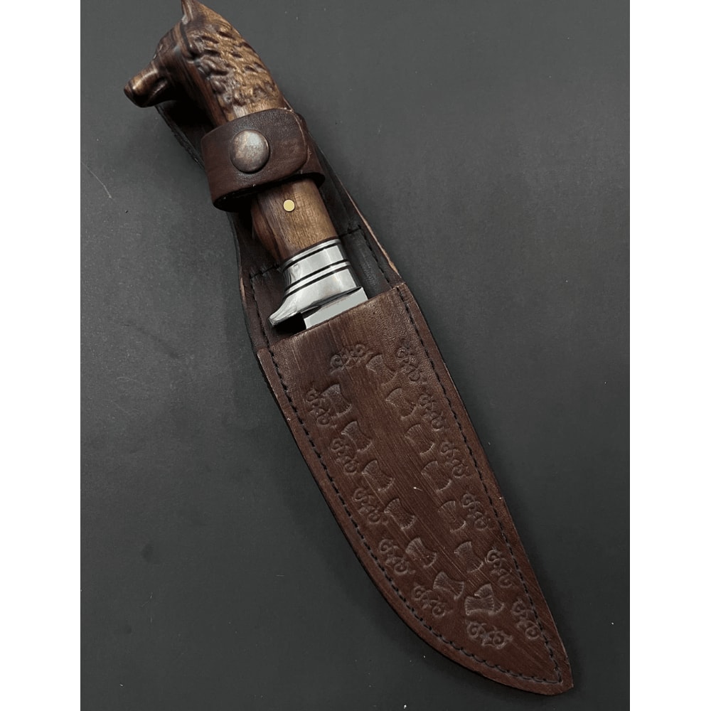 Buy now personalized wolf head hunting knife