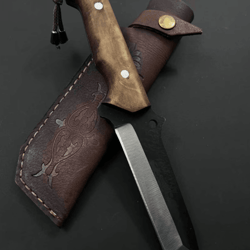 10 handmade full tang gut hook hunting knife with custom engraving 4034 steel leather sheath