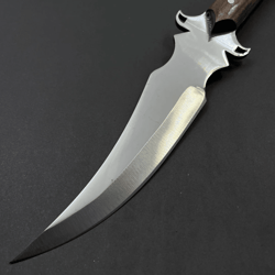 12.2 custom camping knife with engraved 4116 stainless steel full tang blade walnut grip leather sheath