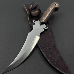 12.2 custom camping knife with engraved 4116 stainless steel full tang blade walnut grip leather sheath