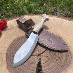 9.8 personalized deer horn nessmuk hunting knife with engraved full tang 4034 stainless steel leather sheath