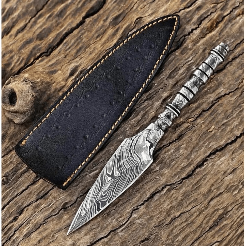 Custom Made Damascus Steel Full Tang Hunting Knife Camping Knife With Sheath 2