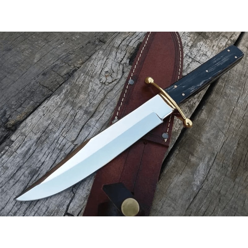 Handmade D2 Steel Bowie Knife Buffalo Horn Handle Leather Sheath Hunter Gift Husband GIFT 0